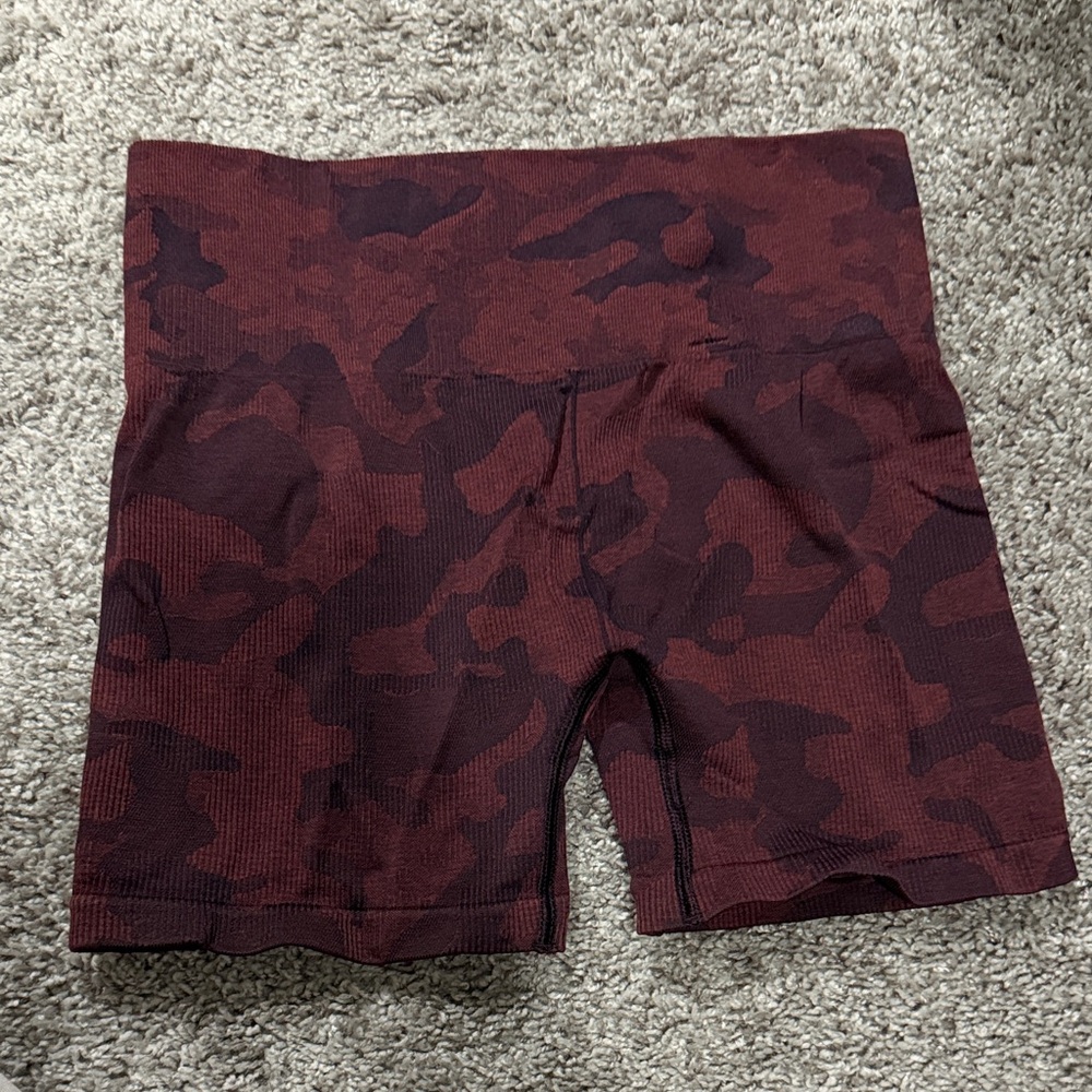 Gymshark Maroon Camouflage Bike Shorts